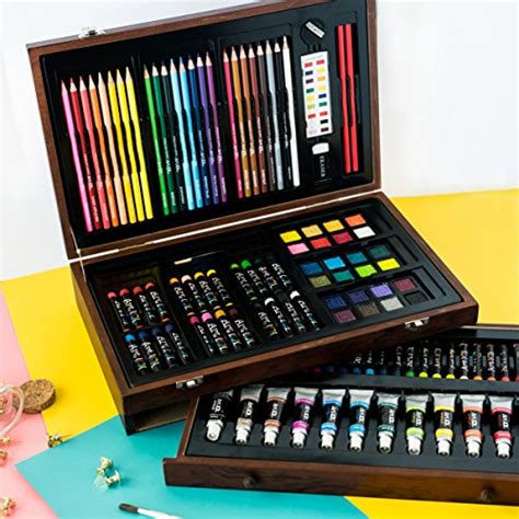 Art 101 Usa Deluxe Art Set With 119 Pieces In A Wood Organizer Case