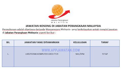 Jabatan perangkaan malaysia ~ kekosongan jawatan penyelia &. Jawatan Kosong di Jabatan Perangkaan Malaysia - Appkerja ...