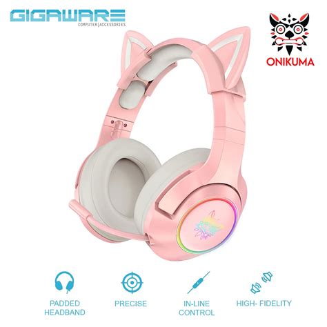 Onikuma K9 Wired Gaming Headset With Removable Cat Ears Noise Canceling