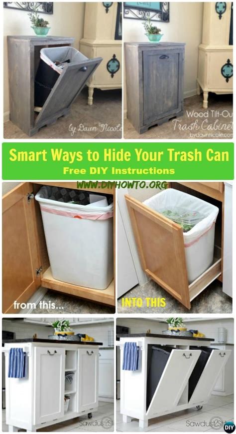 5 Smart Ways To Hide Your Kitchen Trash Can Trash Can Cabinet Diy