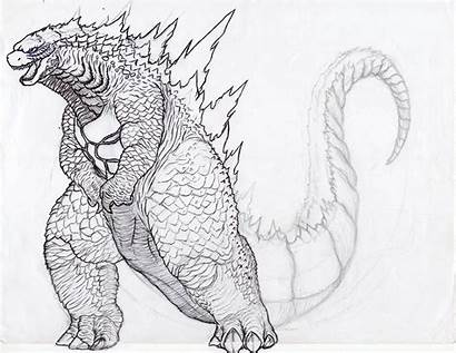 Godzilla Coloring Muto Colorir Realistic Sketch Monsters