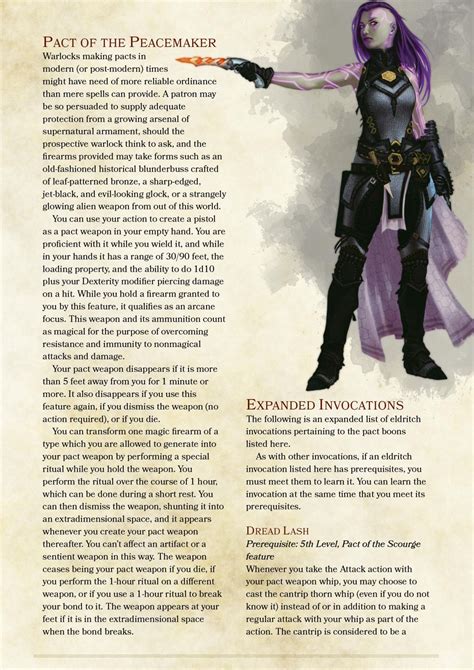 Warlock Path Of The Peace Maker Dungeons And Dragons Classes Dungeons