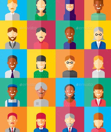 20 Unique Flat And Geometric Avatar Icons Colourful Face Vector