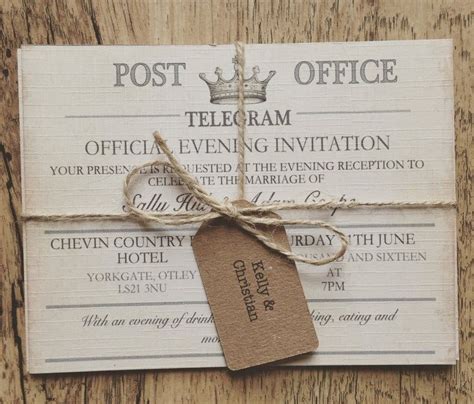 Sample Vintage Travel Wedding Invitation Telegram Wedding Image 1