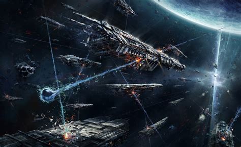 Wallpaper Space Science Fiction Battle Spaceship Artwork
