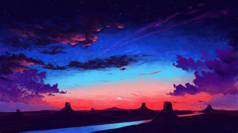 Sunset On A Desert With A Starry Sky 3840x2160 Rwallpaper
