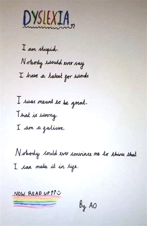 For that, you have to keep in mind that the aim of introducing poetry to a child is to help him/her appreciate and cultivate some admiration towards poetry. Twitter: Student's 'backwards' poem about dyslexia stuns ...