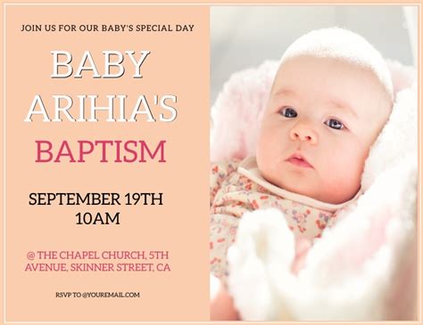 Baby Girl Baptism Invitation Template Postermywall