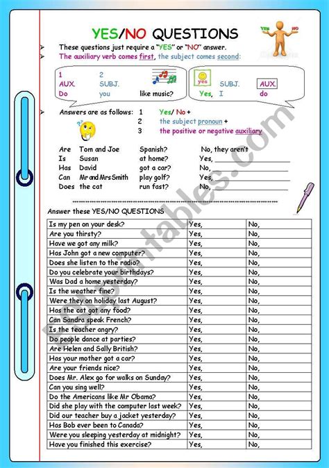 Yes No Questions Esl Worksheet By Cristina69
