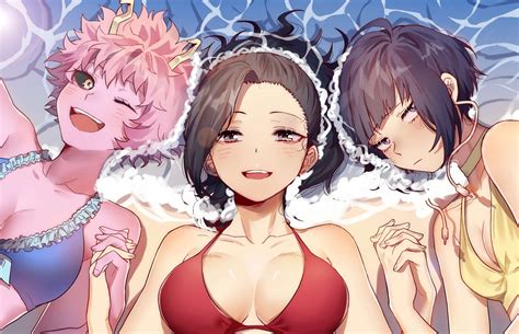 Yaoyorozu Momo Ashido Mina And Jirou Kyouka Boku No Hero Academia