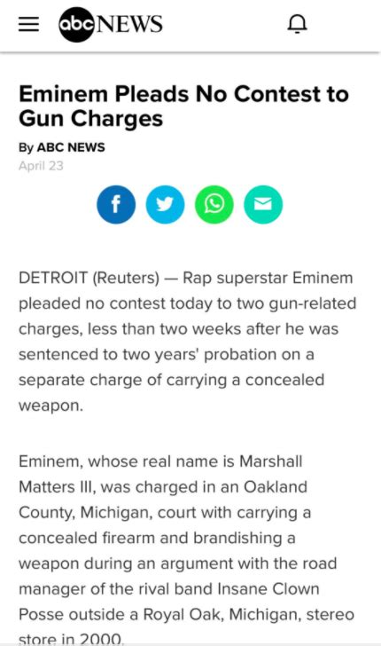 Eminem Aims At The Nra Seems To Be Forgetting Hes The One With The