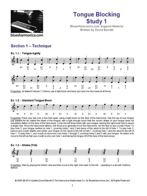 Join me for a lesson detailing tongue block techniques on the diatonic harmonica using the new filisko tongue block trainer. tongue_blocking_study_1_-_exercises_0.pdf | Harmonica ...