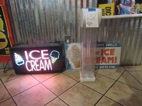 ICE CREAM CONE DISPENSER ICE CREAM LIGHT UP SIGN FREE ICE CREAM SIGN McPherson Auction Realty