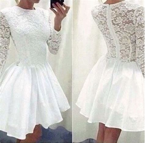 Long Sleeve White Lace Party Dress Cute Women Short Prom Dresses On Luulla