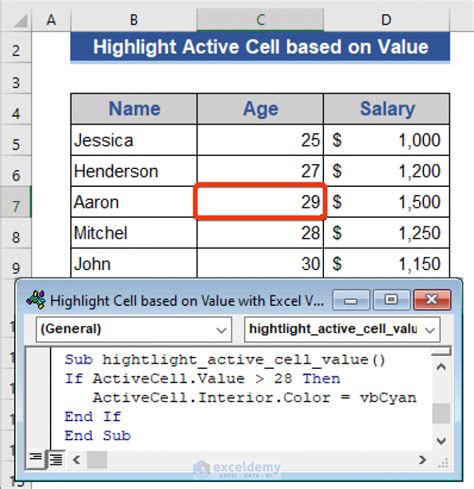 Excel Vba To Highlight Cell Based On Value 5 Examples Exceldemy