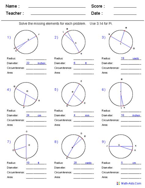 Properties Of Circles Worksheet