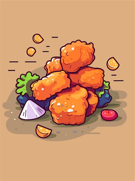 Premium Vector Chicken Nuggets Vector Illustration Clean Line And