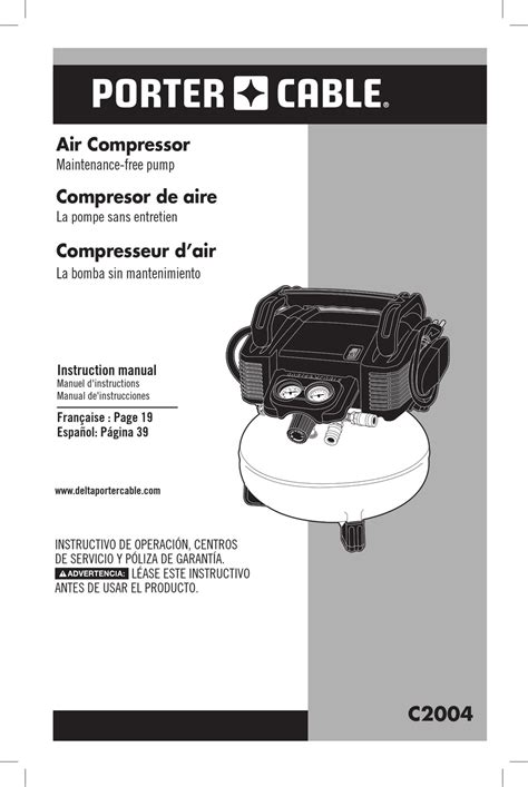 Porter Cable C2004 Air Compressor Instruction Manual Manualslib