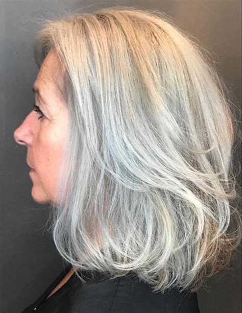 Voluminous Gray Layered Hairstyle For Medium Hair Gorgeous Gray Hair