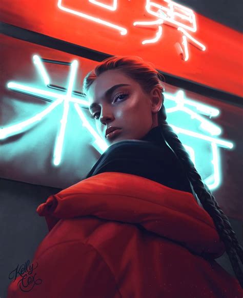 Study Neon Girls On Behance In 2019 Neon Girl Digital Art Girl Art