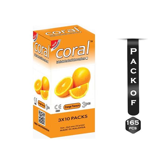 Pack Of 165 Pcs Coral Orange Flavor Condom