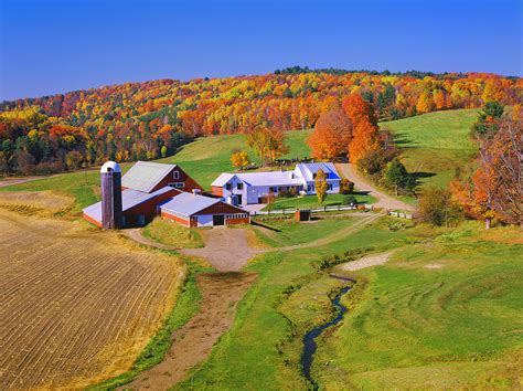Beautiful Autumn View Of A Farmhouse In By Ron Thomas