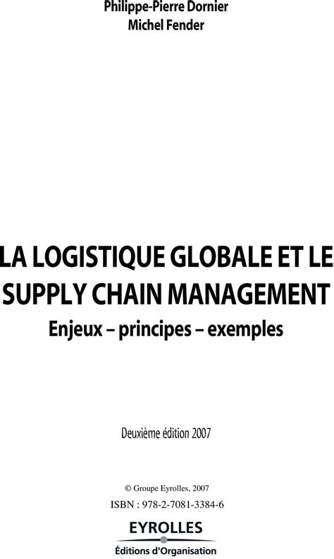 La Logistique Globale Et Le Supply Chain Management Enjeux Principes