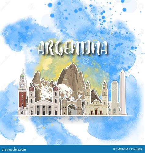 Argentina Landmark Global Travel And Journey Watercolor Background