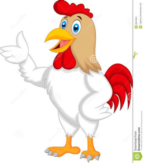 Cute Rooster Cartoon Presenting Stock Vector