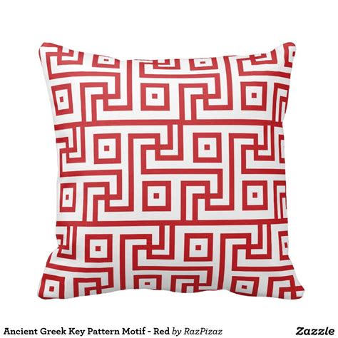 Ancient Greek Key Pattern Motif Red Cushion Uk Greek