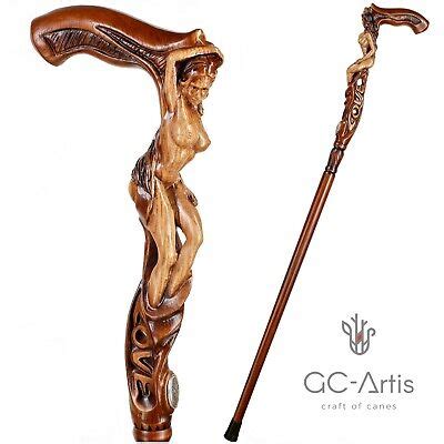 HAND CARVED WALKING Stick Cane LOVE Naked Girl Wooden Hand Crafted Gift For Men