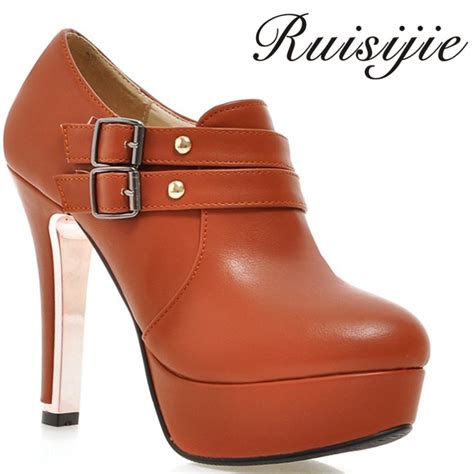 Ruisijie New Style Platform High Heel Autumn And Spring Retro Round Toe Shallow Mouth Fashion