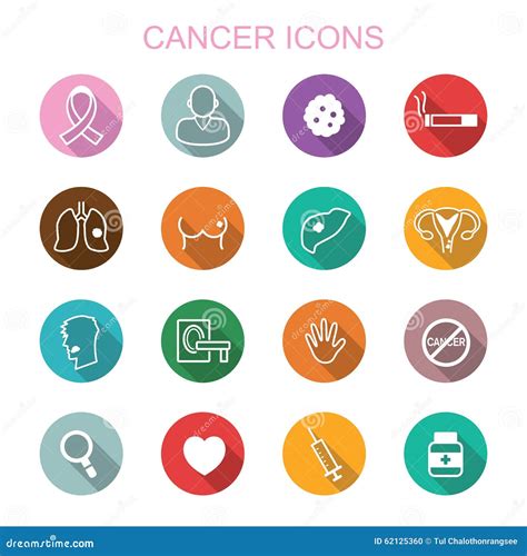 Cancer Long Shadow Icons Stock Vector Image 62125360