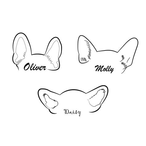 Dog Ear Outline 12hrs Custom Dog Ear Line Art Tattoo Style Etsy