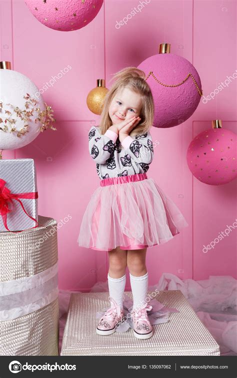 Pretty Girl Child 3 Years Old In A Dress Baby In Rose Quartz Room