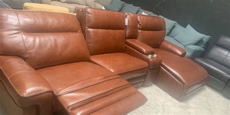 Simonli Myars 4 Piece Leather Leather Sectional Couch With One Power