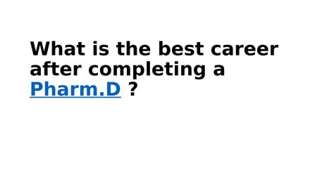 What Is The Best Career After Completing A Pharmd By Chandigarh