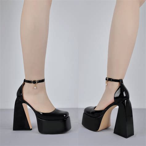 ankle strap chunky platform mary jane pumps onlymaker