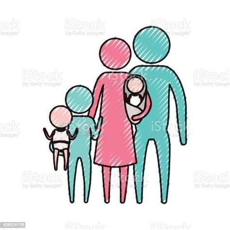 색상 크레용 실루엣 그림 큰 가족 그룹 가족에 대한 스톡 벡터 아트 및 기타 이미지 가족 개체 그룹 대형 Istock