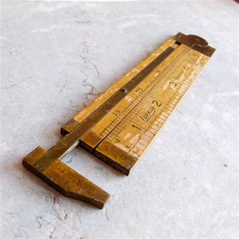 Vintage Lufkin Folding Ruler W Caliper Brass Trimmed Etsy Lufkin