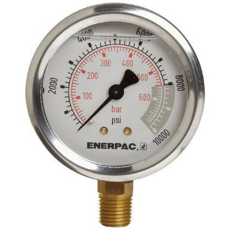 Enerpac 2 12 General Purpose Pressure Gauge 0 To 10 000 Psi G2535l