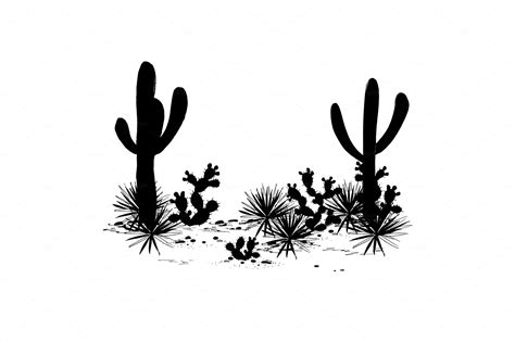 Cacti Landscape Vector Silhouettes Masterbundles