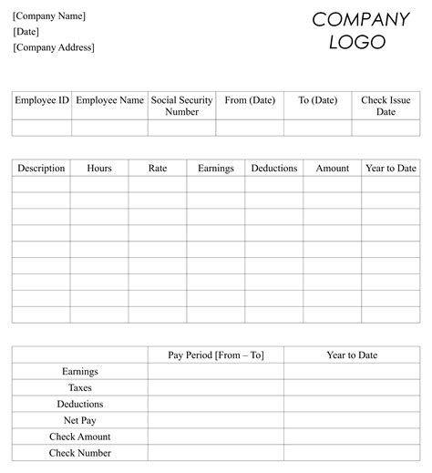 Free Printable Pay Stubs Template Blank Paycheck Stub With Pay Stubs