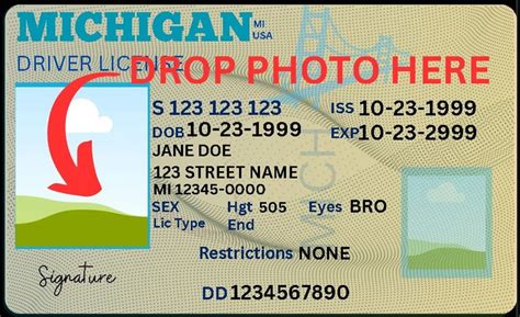 Michigan Driver License Fully Editable Digital Printable Canva Etsy