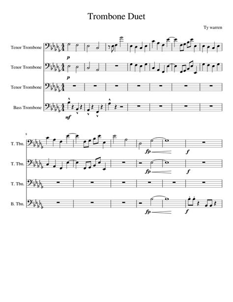 Trombone Duet Sheet Music For Trombone Bass Trombone Tenor Mixed