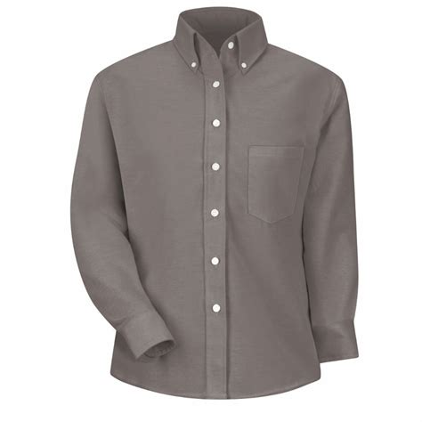 Sr71gy Long Sleeve Womens Solid Gray Executive Button