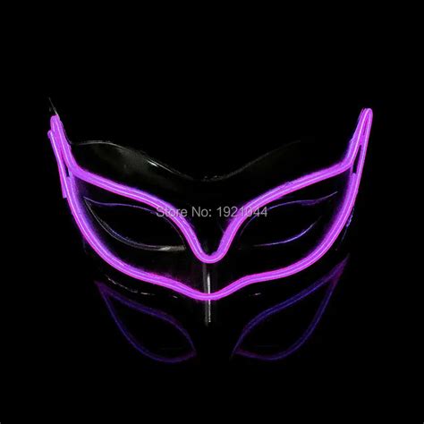 Neon Light Up Mask El Wire Purple Mask Glowing Product For Holiday