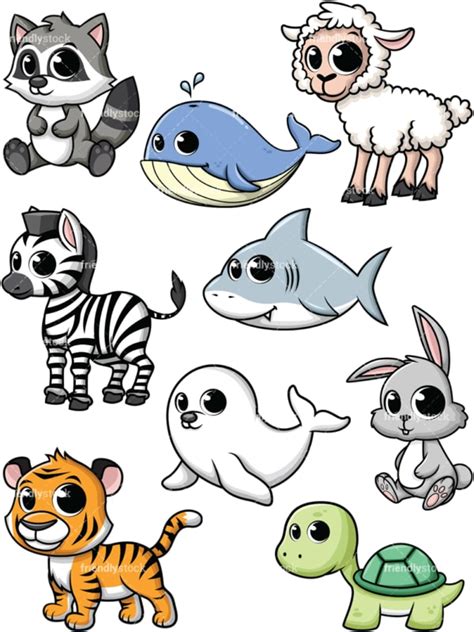 Cartoon Baby Animals Vector Clipart Friendlystock