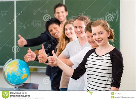 School Class Teacher Motivating Students Stock Image