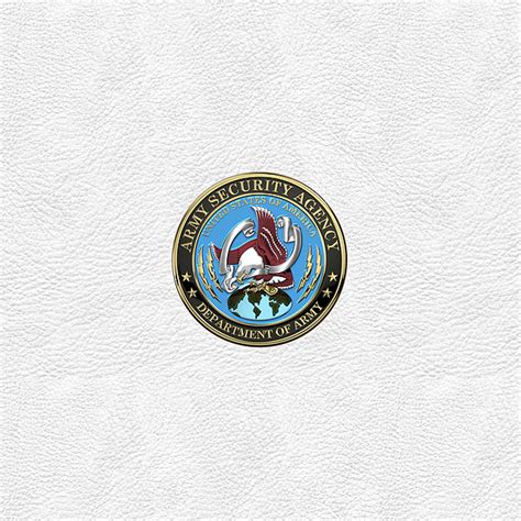 U S Army Security Agency A S A Emblem Over White Leather Greeting